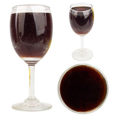 Cola in Wine Glass Minimalist Studio Shot on white background