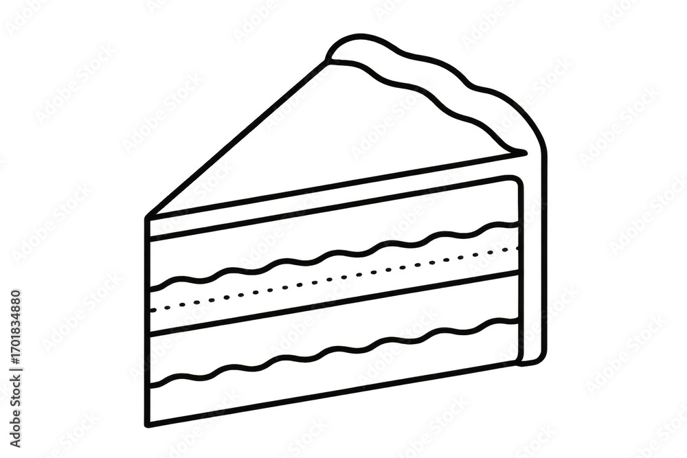 Poster white outline of a cake slice isolated on a transparent background design