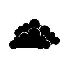 Fototapeta premium Stylized depiction of a collection of puffy clouds, flat black vector