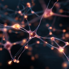 Abstract Glowing Neural Network. Brain Activity, AI, Synapses, Information Flow, and Digital Intelligence Concept