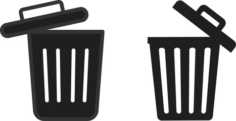 Recycle icon and trash symbol, Recycling sign, Recycle symbol Isolated on white background. Vector stock illustration.Bin icon set. Trash can collection. Trash icons set. Web icon, delete button.