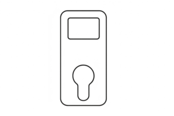 Minimalist outline of door handle on transparent background, access point design.