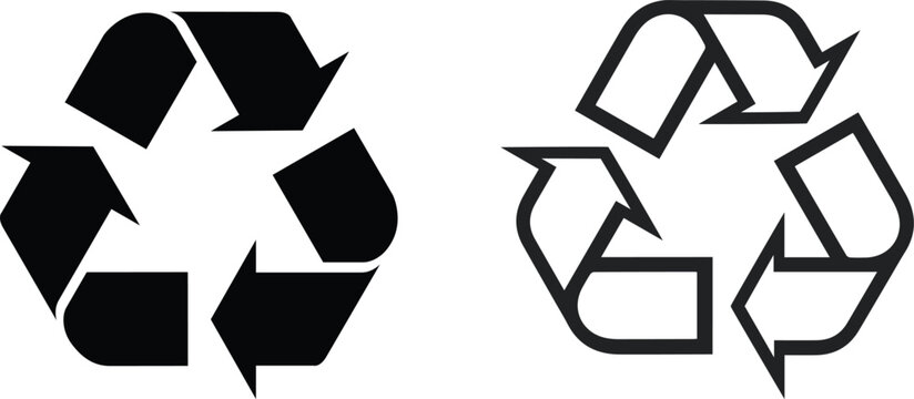 Recycle icon and trash symbol, Recycling sign, Recycle symbol Isolated on white background. Vector stock illustration.Bin icon set. Trash can collection. Trash icons set. Web icon, delete button.