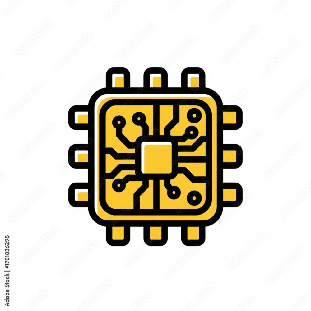 Poster vector art of yellow computer microchip icon