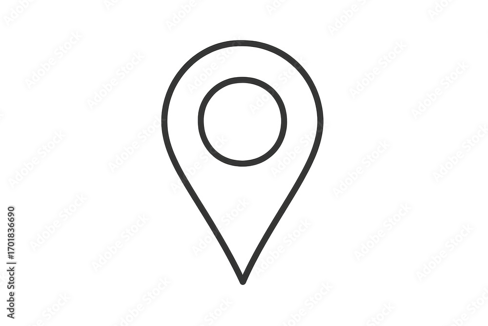 Poster Outline of a grey map pin or location marker isolated on transparent space