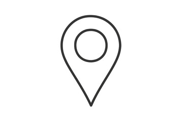 Outline of a grey map pin or location marker isolated on transparent space