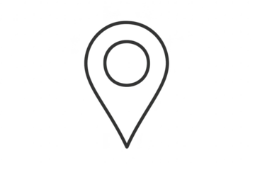 Outline of a grey map pin or location marker isolated on transparent space