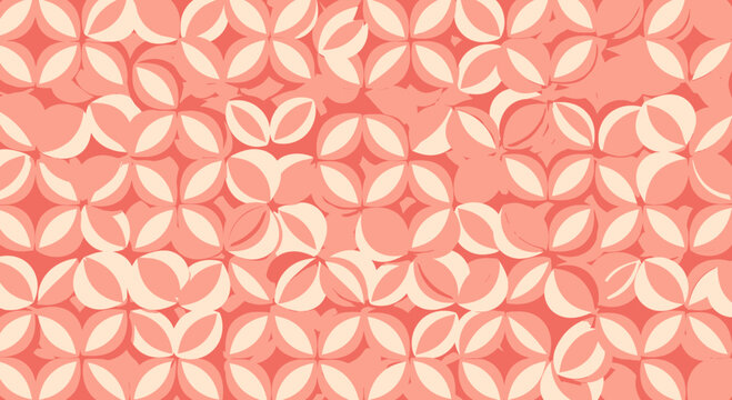 Retro Floral Pattern In Coral And Cream Colors - Powered by Adobe
