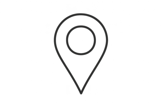 Outline of a grey map pin or location marker isolated on transparent space