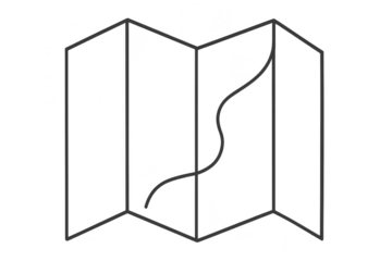 Stylized map with route isolated on transparent background, travel concept