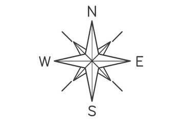 Detailed compass rose illustration isolated on a transparent background design