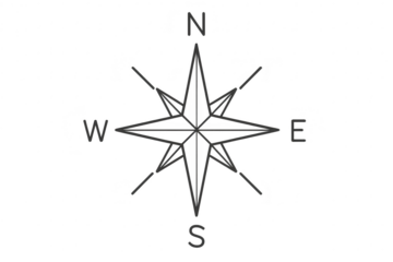 Detailed compass rose illustration isolated on a transparent background design