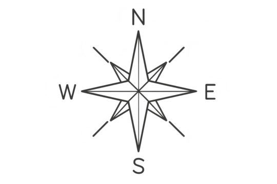 Detailed compass rose illustration isolated on a transparent background design