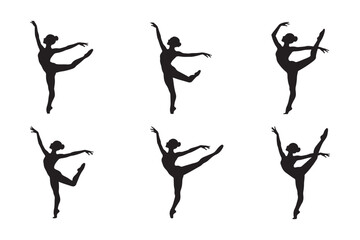 set of  women dancer silhouette