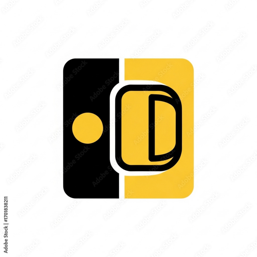Poster vector art of abstract geometric logo with a circle and a rounded rectangle shape