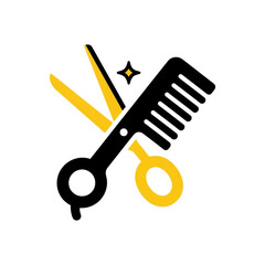 Vector art of styling scissors and comb icon
