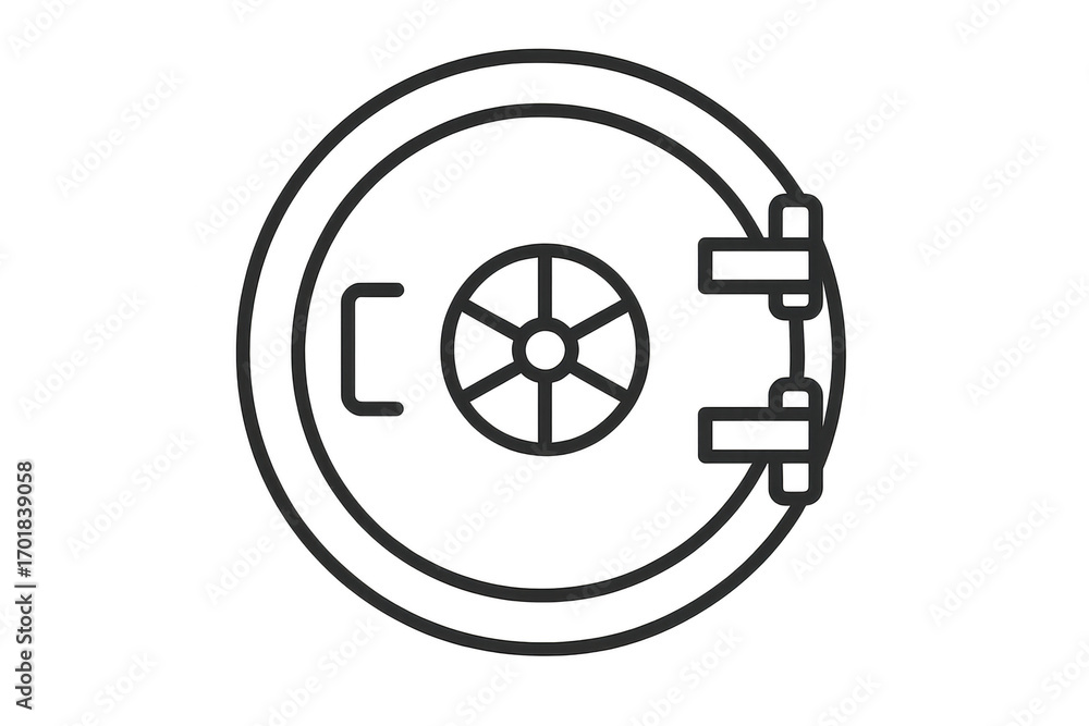 Poster secure vault door outline icon isolated on transparent background, simple design