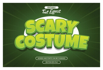 3d Scary costume editable text effect with green comic background