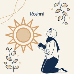 vector illustration of a girl with a brush