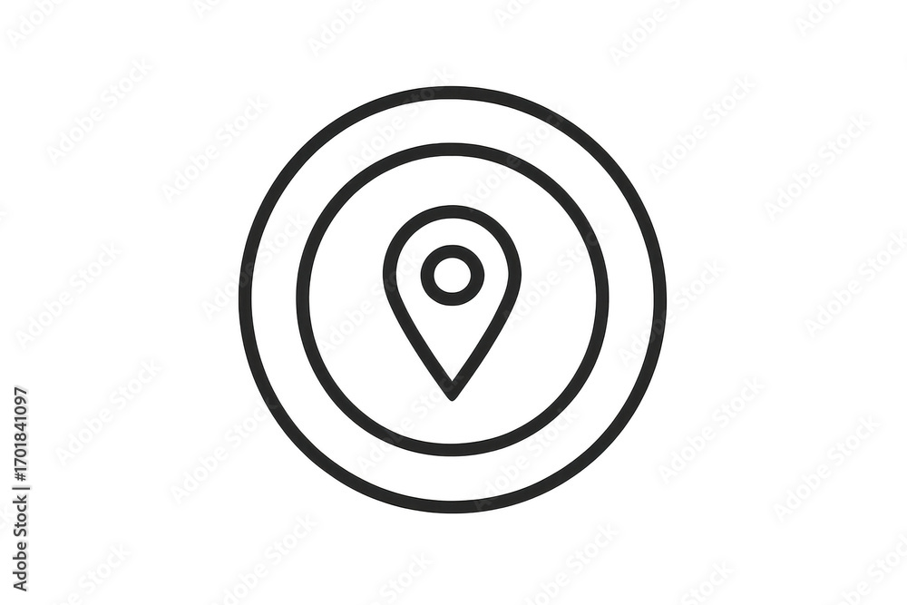 Poster location pin icon with concentric circles isolated on transparent background
