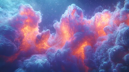 Abstract cosmic clouds of vibrant colors swirl in a breathtaking celestial display.
