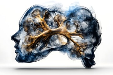 Human Head with Lungs in Smoke, Abstract Medical and Health Concept