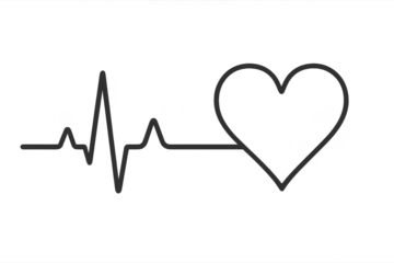 Heartbeat line and heart symbol isolated on transparent background, medical icon