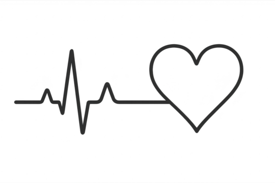 Heartbeat line and heart symbol isolated on transparent background, medical icon