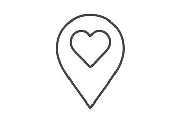 Heart map pin icon illustration isolated on transparent background, modern design