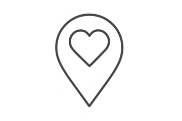 Heart map pin icon illustration isolated on transparent background, modern design