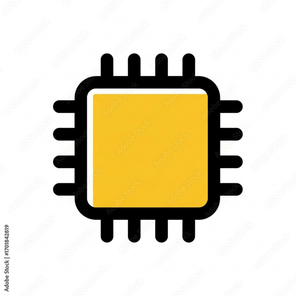 Poster vector art of yellow computer microchip processor