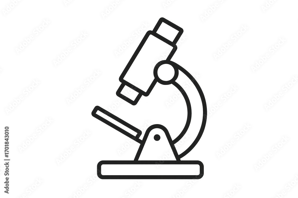 Poster simple line microscope icon isolated on transparent background, essential for science.