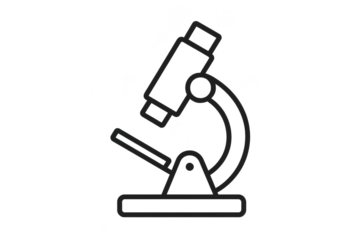 Simple line microscope icon isolated on transparent background, essential for science.