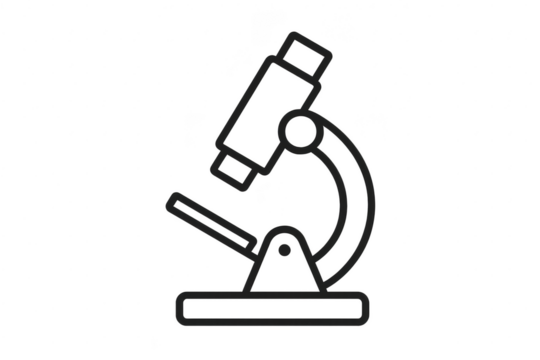 Simple line microscope icon isolated on transparent background, essential for science.