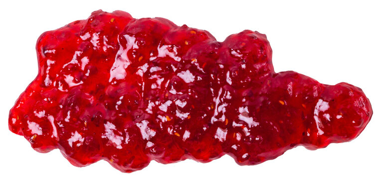 Isolated raspberry jam stain on white background