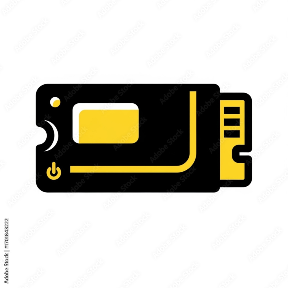 Poster vector art of stylized icon of a computer memory module with yellow accents
