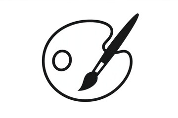 Artist's palette with paintbrush graphic isolated on transparent background.