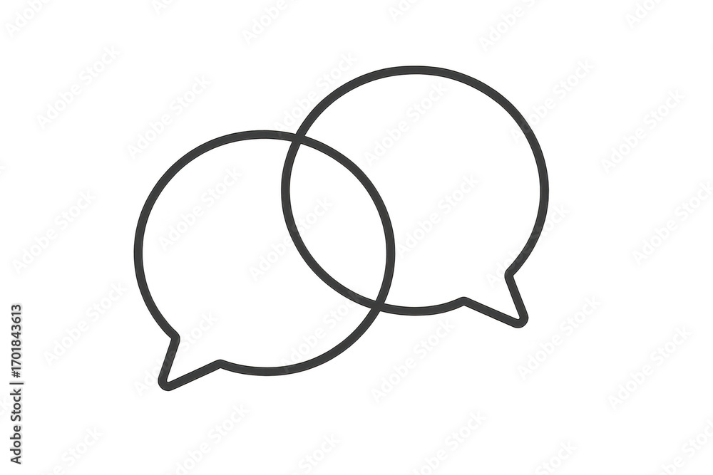 Poster overlapping dark gray speech bubble icons, isolated on transparent background.