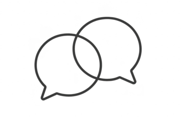 Overlapping dark gray speech bubble icons, isolated on transparent background.