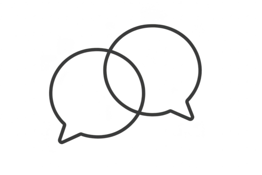 Overlapping dark gray speech bubble icons, isolated on transparent background. - Powered by Adobe