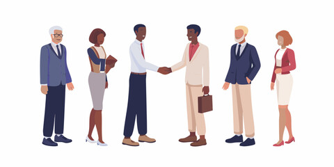 Fototapeta premium Diverse group of business professionals shaking hands and standing together in a meeting