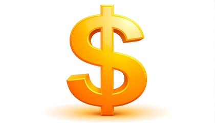 Obraz premium A vibrant, three-dimensional dollar sign stands out against a plain white background, exuding a sense of financial strength and prosperity.