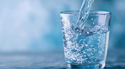 Refreshing Water Pouring into Glass: Hydration, Wellness, and Purity Concept for Healthy Lifestyle