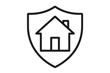 House inside a shield icon isolated on transparent background, home protection