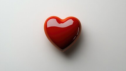 Simple Red Heart Floating in the Center of a Clean White Background, Minimalist Design.