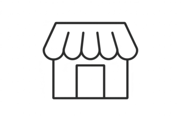 Isolated store front line icon on transparent background, minimalist art