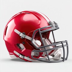 Fototapeta premium Shiny Red American Football Helmet with Faceguard Protection