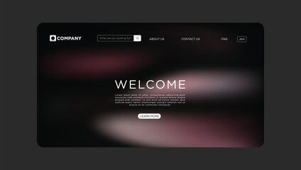 Modern company website landing page with welcome message and search bar, professional business design