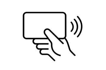 Hand holding contactless credit card on transparent background payment icon