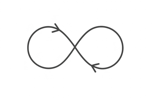 Hand-drawn infinity symbol with arrows isolated on transparent background clip art. - Powered by Adobe